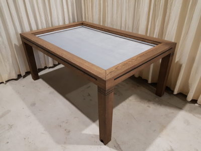 Gaming table with grey velvet.
